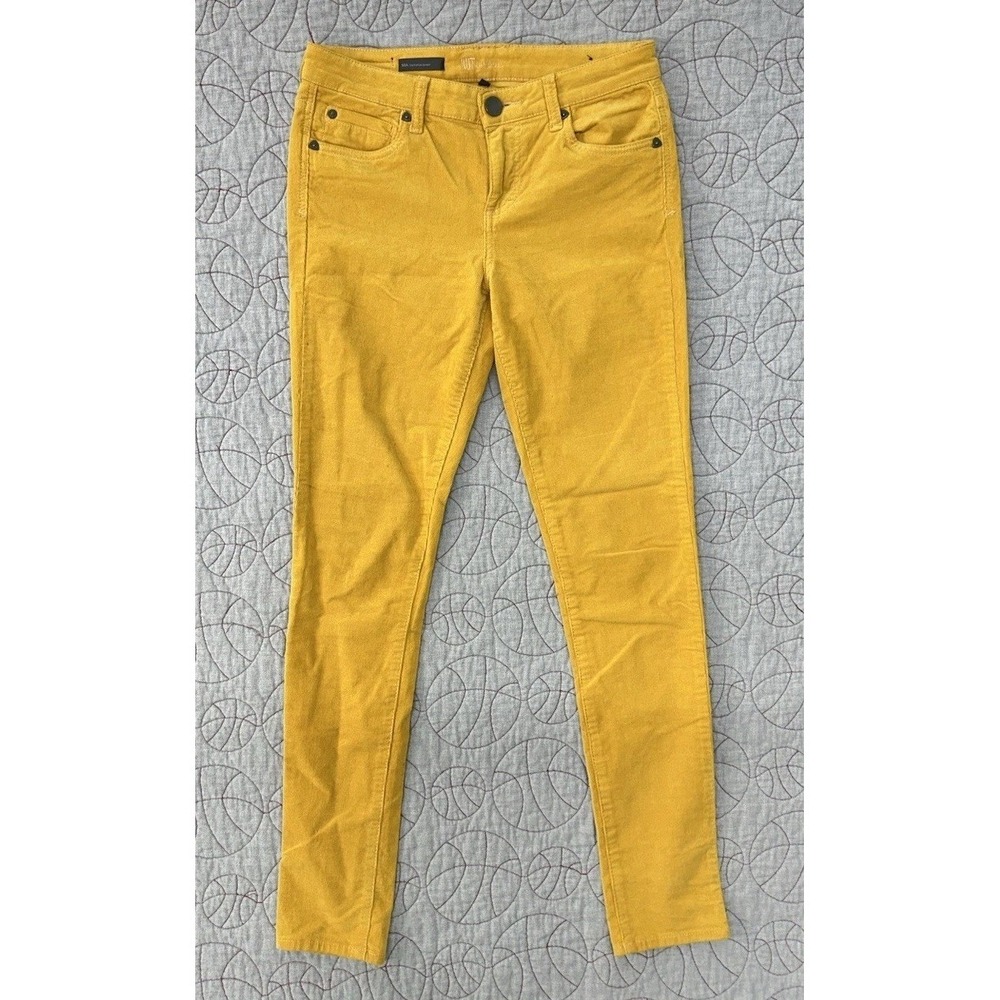 KUT from‎ the Kloth Women Mia Toothpick Skinny Corduroy Gold Pants 6
